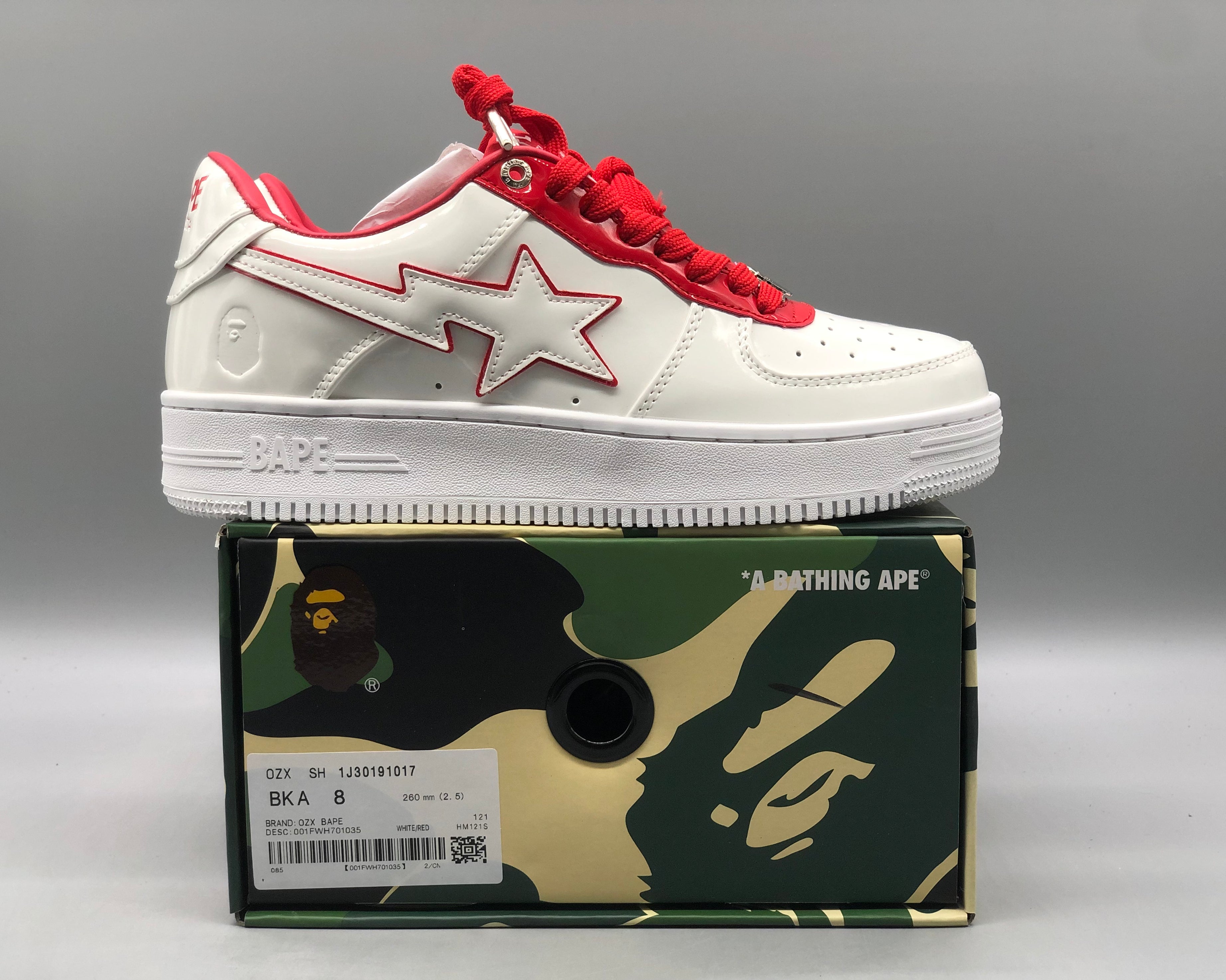 Bape Sta "Patent Leather White Red"