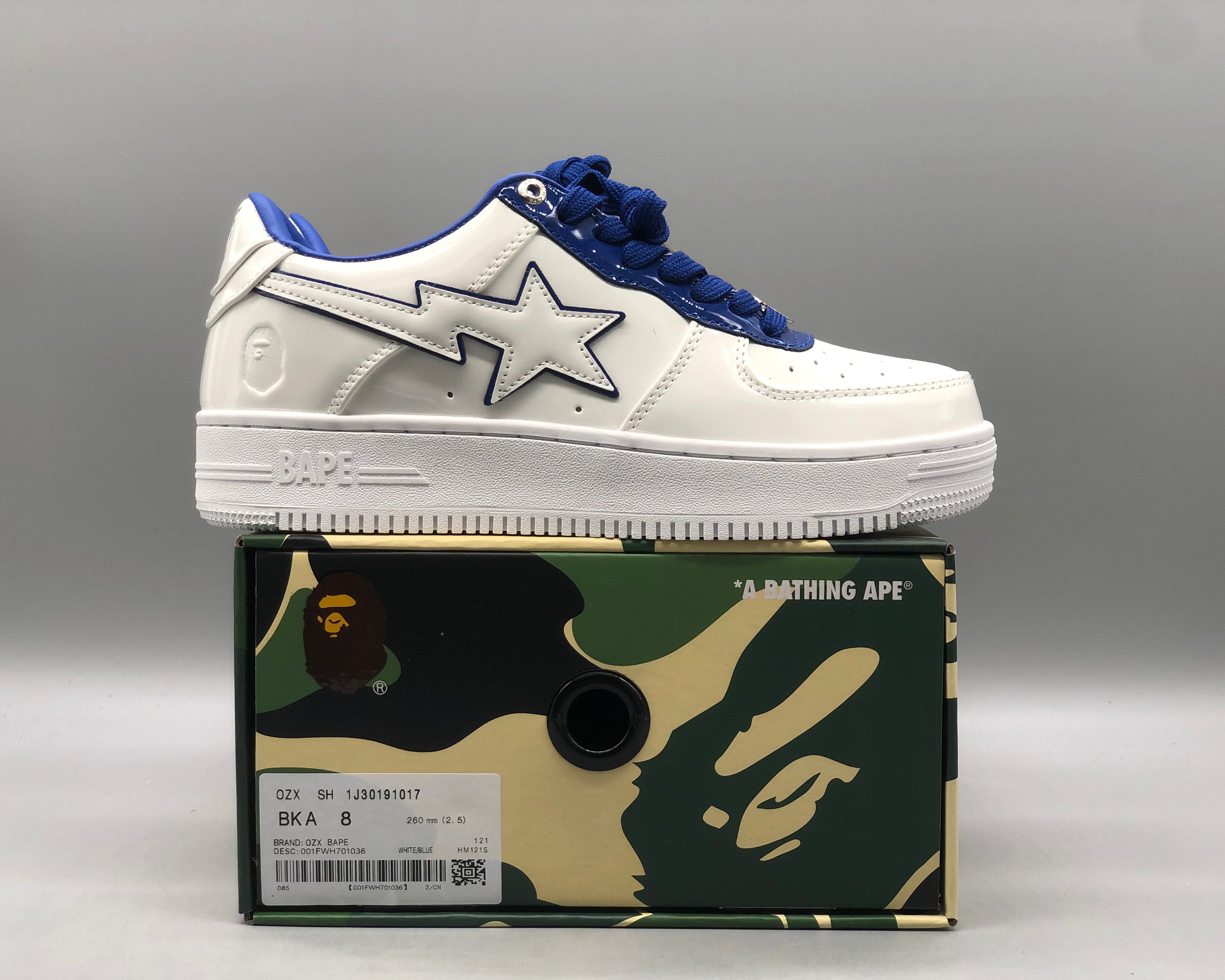 Bape Sta "Patent Leather White Blue"