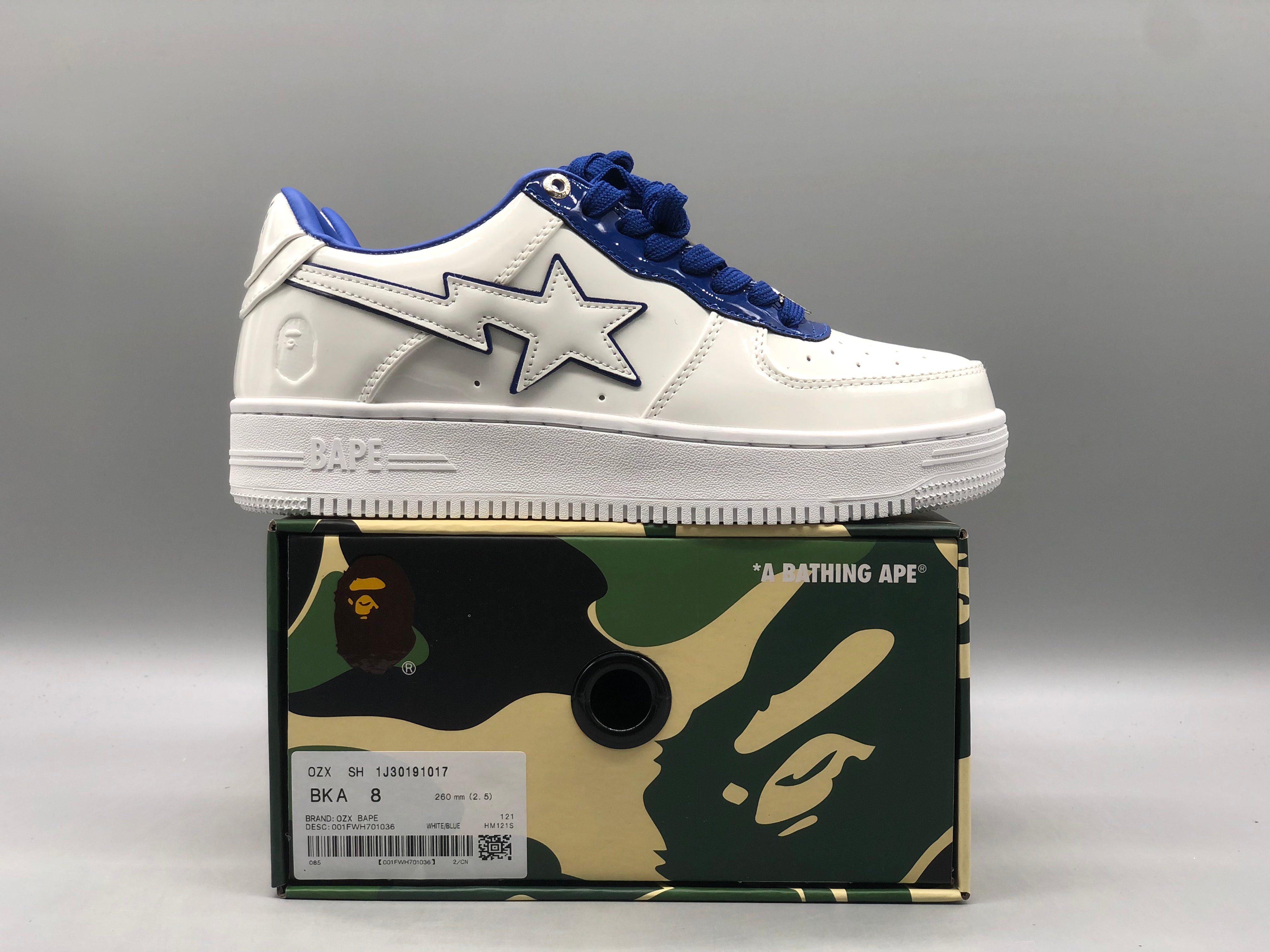 Bape Sta "Patent Leather White Blue"