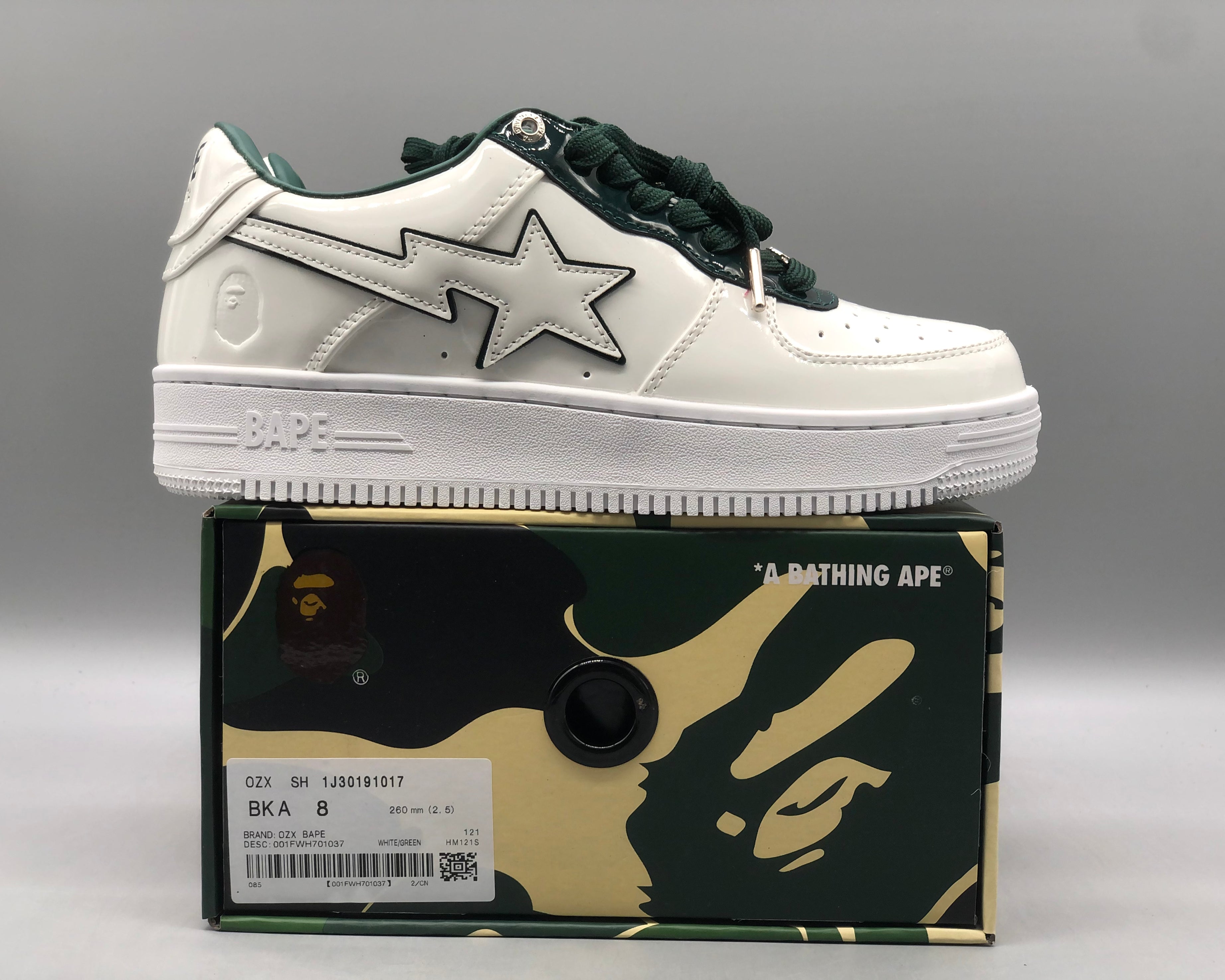 Bape Sta "Patent Leather White Green"