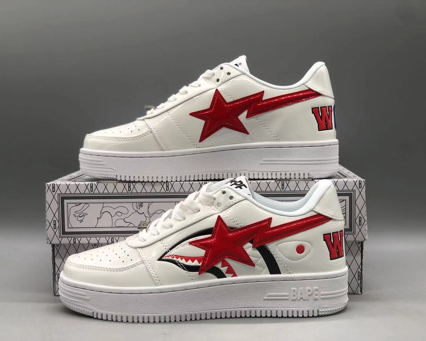 Bape STA Low "Shark Face White Red" My Store